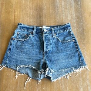 Aritzia Denim Forum Dark Blue Jean Shorts